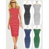 Adult Women Midi Stripe Pattern OL Tight Dress M30207