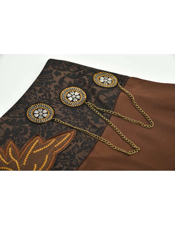 Vintage Brown Chains Steampunk Gothic Skirt M31762
