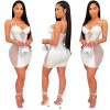 Package Hip Club Small Sling Bag Sexy Mesh One Piece Dress Women Party X5047