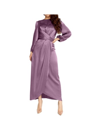 Arabian Satin Smooth Bulk Muslim Party Solid Color Evening Dress 20386