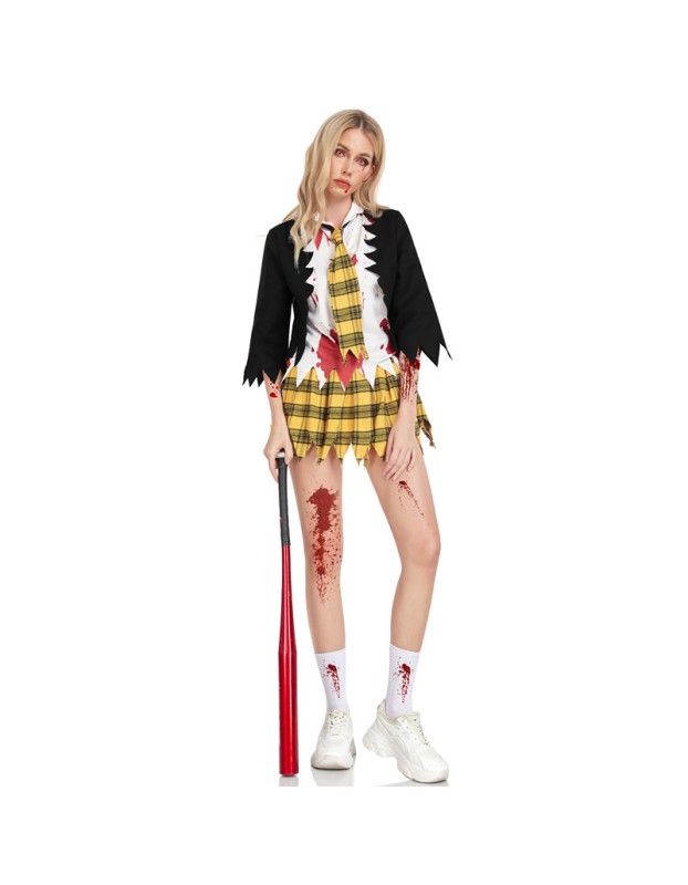 Horror Campus Zombie Cosplay Halloween Costume Bloody School Uniform Dress Up