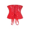 Black Red Wet Look Pu Leather Buckle-up Underbust Corset M22068