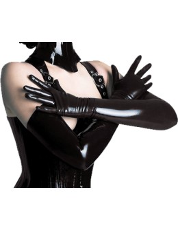Black artificial sexy leather gloves XX625