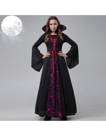 Halloween Evil Demon Court Queen Vampire Stage Costume Cosplay Dress YM8728