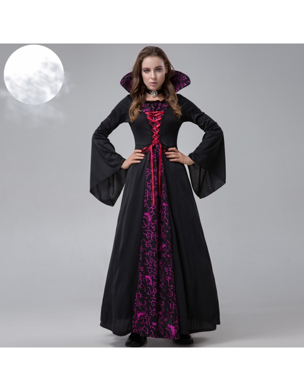 Halloween Evil Demon Court Queen Vampire Stage Costume Cosplay Dress YM8728