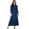 Woman Soft Long Sleeve Shapewear Elegant Satin Maxi Muslim Dress 21412