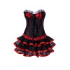 women black satin corset with pretty skirt m1202