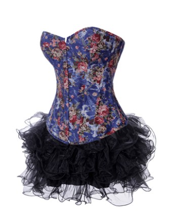 flower brocade bustier with multi-layer skirt m1977