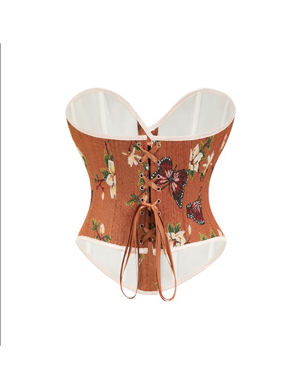 Flower Palace Corset Butterfly Print Bone Dress Wedding Base Waist Busier 22025