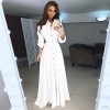 Summer Autumn Turn-Down Collar Button Long Sleeve Shirt Dress M8430