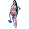 Milk Silk Women Sets Digital Printed Coat Vest Trousers Casual Suit X3690