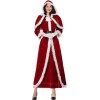 Women Fur Trim Christmas Santa Claus Cloak Xmas Costumes M1194
