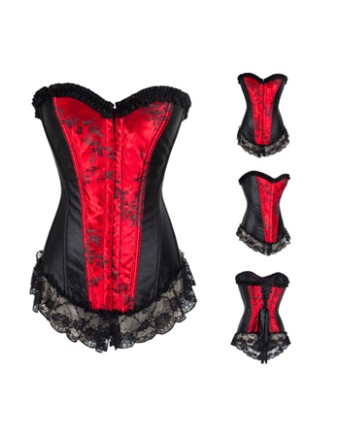 Sexy Lace Design Red Corset M1287