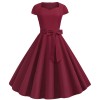 Solid Color Retro Short Sleeve 2022 Spring Elegant Casual Dresses JY14129