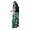 Women V-Neck Vintage Sexy Floral Halter Plus Size Casual Dress 86117