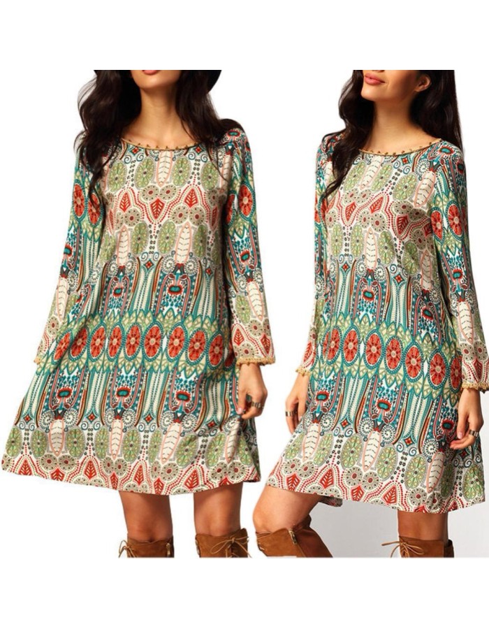 Beach Floral Print Boho Dress M30391b