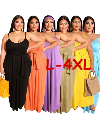 Womens Spaghetti Strap Beach Maxi Dress Plus Size M8425