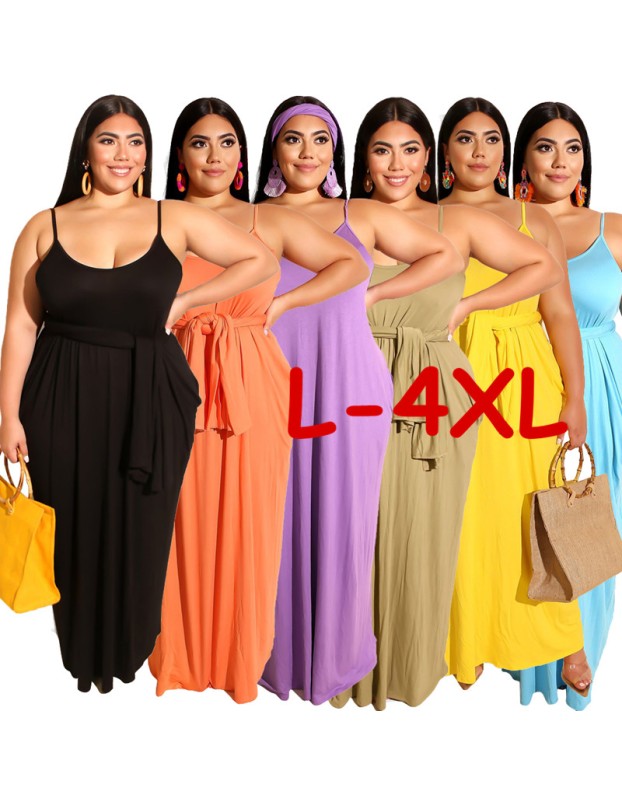 Womens Spaghetti Strap Beach Maxi Dress Plus Size M8425