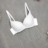 Rhinestone Suspender Tassel Vest Scrub Top Nightclub Stage Style Bra KN8373