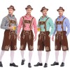 German Traditional Oktoberfest Plaid Shirt Men Beer Suspender Suit Costume YM3645
