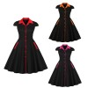 5XL Big Size Elegant Ladies Single-Breasted Vintage Pinup Swing Dress 1729A