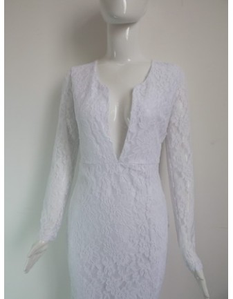 Sexy Black And White Lace Design Evening Dress M3974
