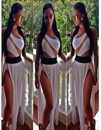 Fashion One Shoulder Design Long Evening Maxi Party Club Dress M3844