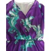 Full Sleeve Belted V-neck Floral Print Boho Chiffon Dress M8450