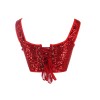 2023 Court Sexy Women Red Fringe Corset Little Sequin Vest Lacing Bustier WK2311