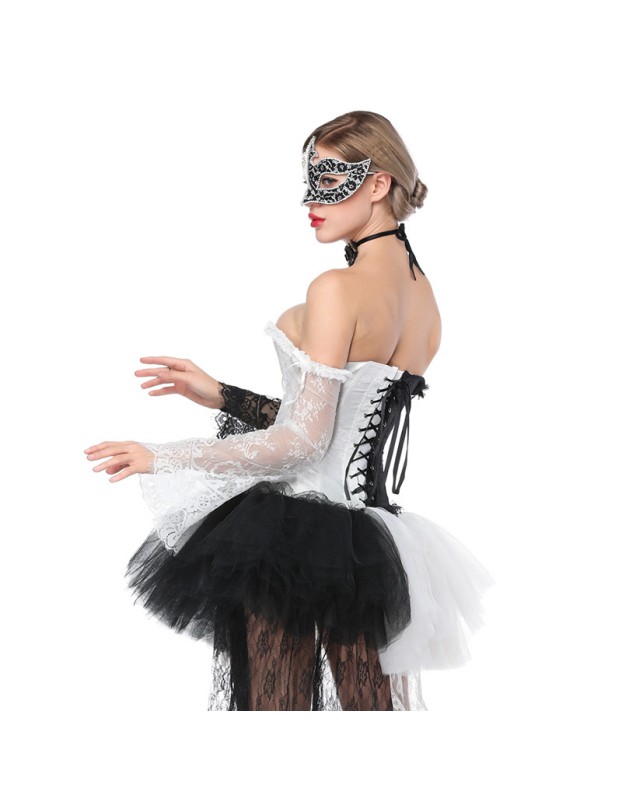 Black White Gothic Corset Top M1418C