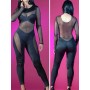 Black Fashion Design Casual Long Bandage Bodycon Jumpsuit M3816
