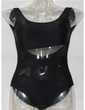 Black one piece triangle bikini M5357