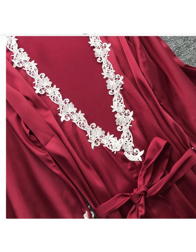 5pcs silk robe women sexy bride dressing gown bridesmaid robe bath Bridesmaid Satin Lace RobesM6059