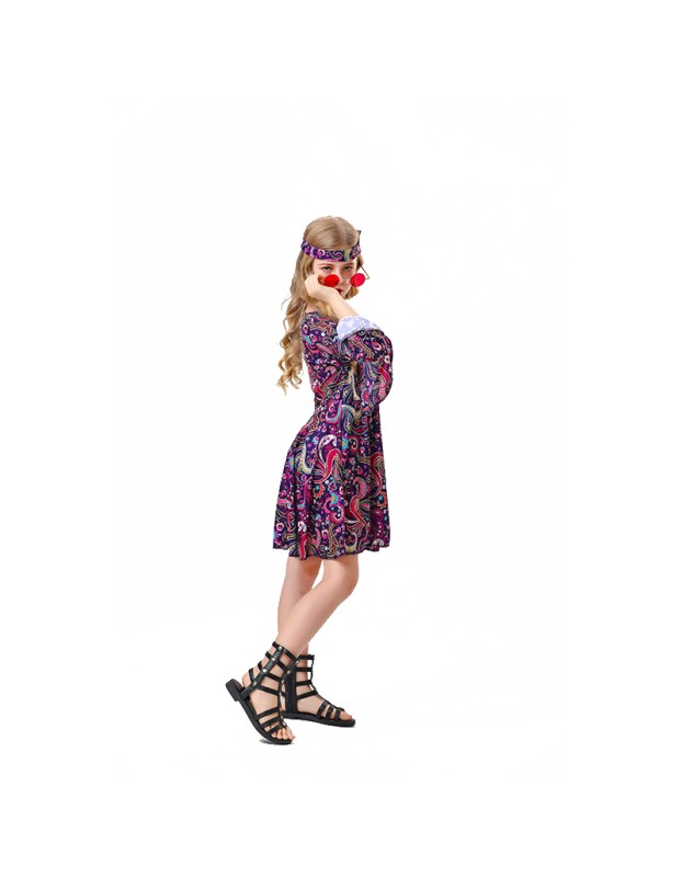 Carnival Children Vintage Hippie Disco Costume Cosplay Costume Purple Skirt YM5819