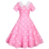Ruched Short Sleeve Polka Dot Print Party Woman Midi Dress JY14782