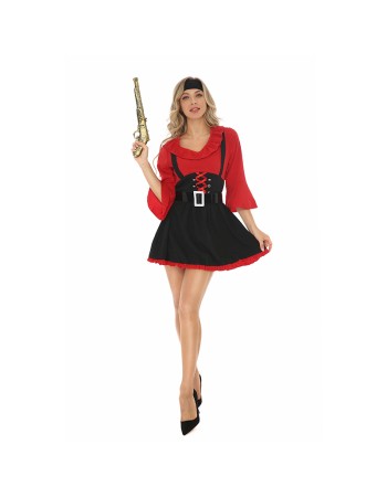 Sexy Pirate Costume Women Red Dress Halloween Adults M40757