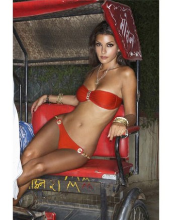 Charming young girl red bikini M5230