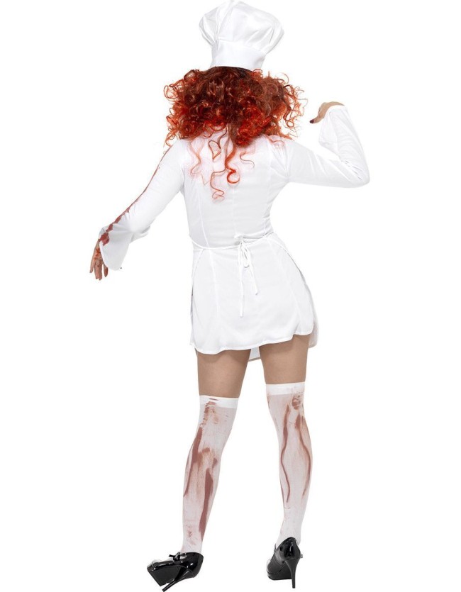 White Bloody Scary Nurse Halloween Costume M40500