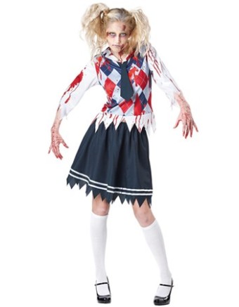 Bloody Zombie School Girls Costume M40241