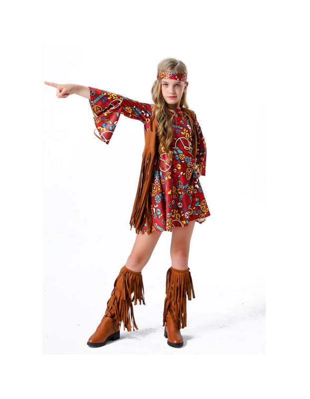 Halloween Carnival Children's Concert Hippie Rock Girl Costumes YM5607