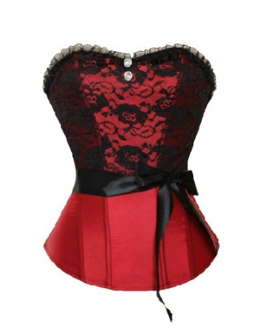 red jacquard corset with belt m1826e