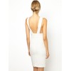 White Open Front Patchwork Bodycon Dress Sexy Midi Dress M3622