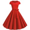 Solid Color Retro Short Sleeve 2022 Spring Elegant Casual Dresses JY14129