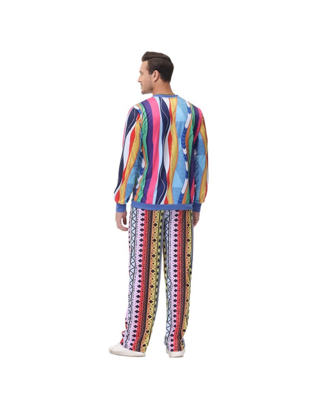 Halloween Adult Men Retro 70s Disco Hip Hop Hippie Bar Show Costume MS1687