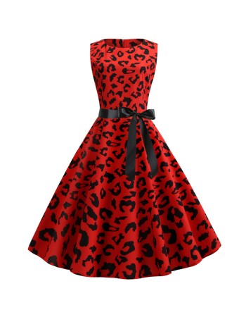 Slim The Bhole Body Printed Custom  Vintage Sleeveless Dress JY13420