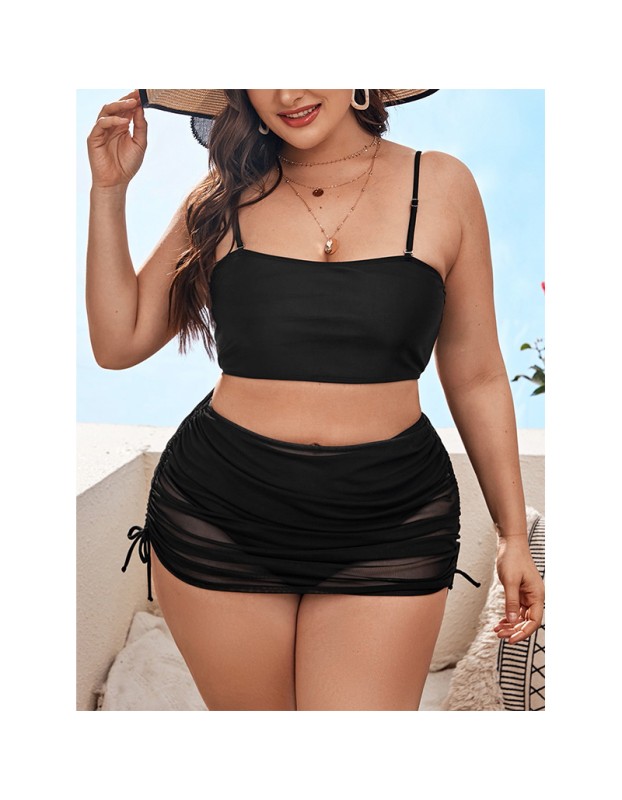 Sexy Fat Women Three Piece Plus Size Bikini Bathing Suit Beachwear Swimwear 495