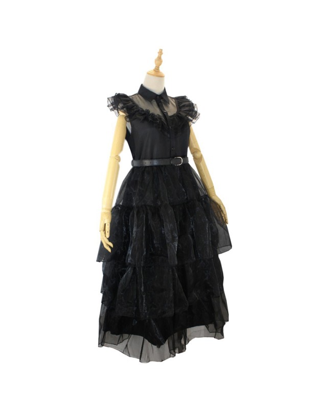 Addams Family Gauze Dress Costume Wednesday PROM Dress Cosplay YF411