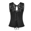 Sexy Lace Patchwork Leather Steampunk Corset Vest M1427
