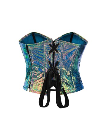 SexyY2K Women Shiny Leather Gothic Metallic Bustier Corset Cami Top 22026