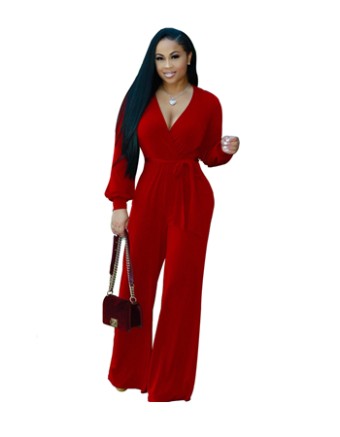 Women V-neck Jumpsuit M8186
